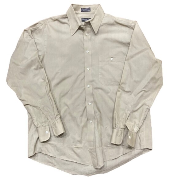 Christian Dior Double Vie Vintage Button Down Tan Brown Shirt Men's Size Medium - Picture 1 of 6